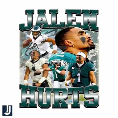 Retro 90s Jalen Hurts Philadelphia Eagles Football PNG