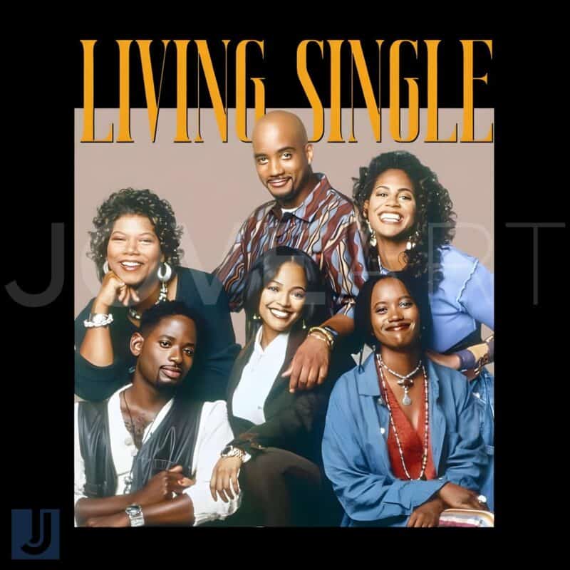 Retro 90s Living Single Sitcom Cast Poster PNG Image