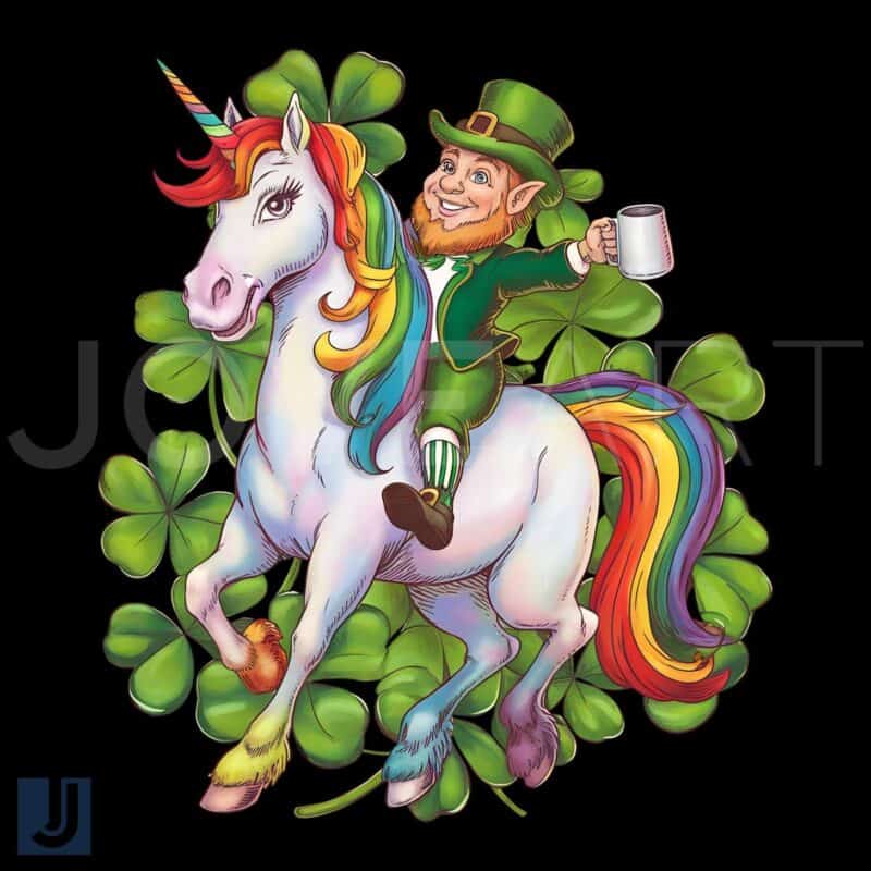 Rodeo Leprechaun Riding Unicorn St Patricks Day PNG