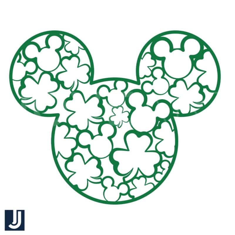 Saint Patricks Day Mickey Head SVG with Green Clover