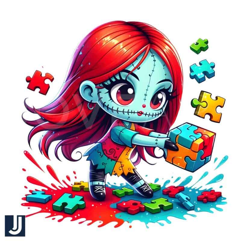 Sally Skellington Autism Awareness Puzzle PNG