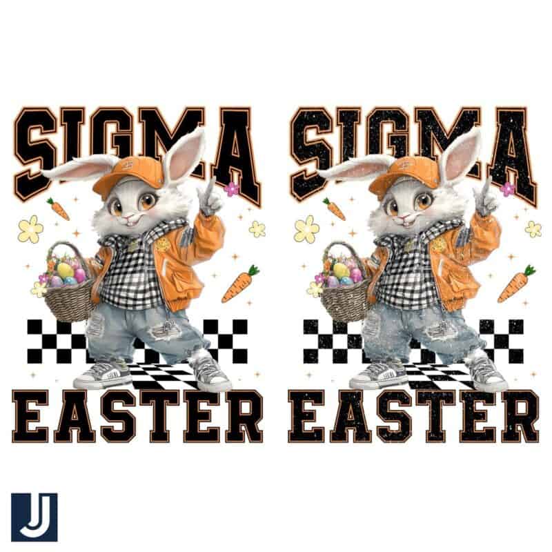 SIGMA Easter Bunny with Egg Basket PNG Cool Festive Design