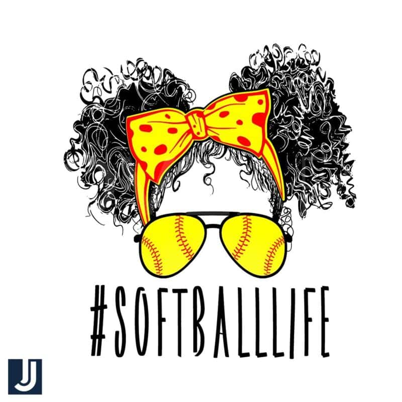 Softball Life PNG Messy Bun Afro Puffs Mom Design