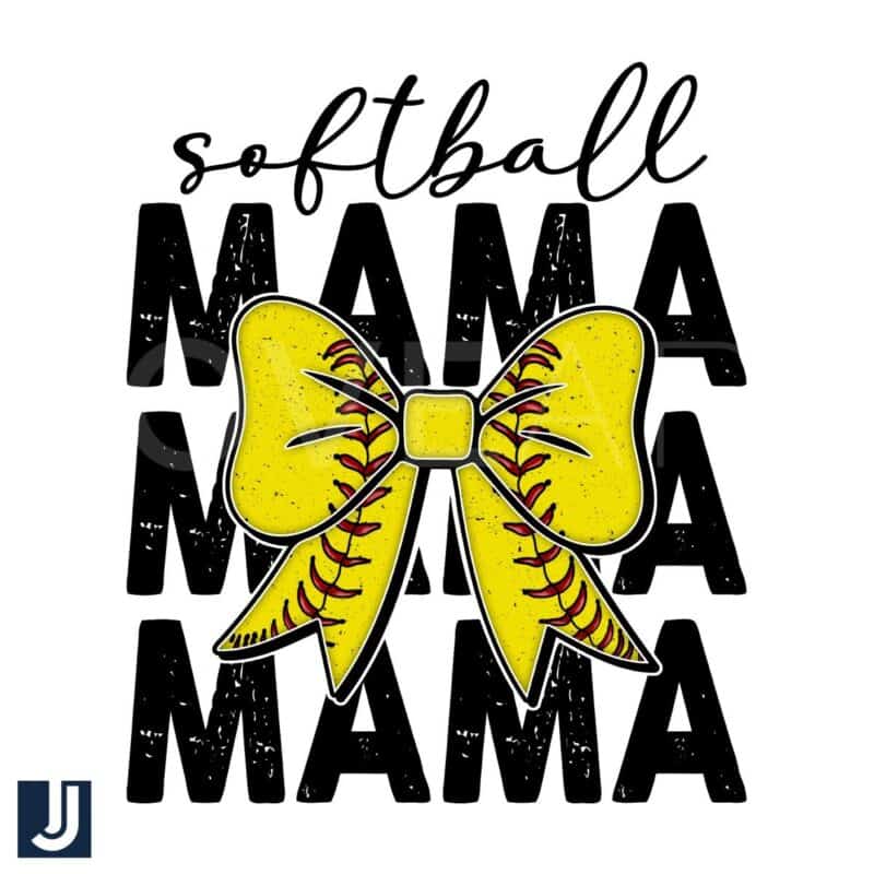 Softball Mama Coquette Bow PNG