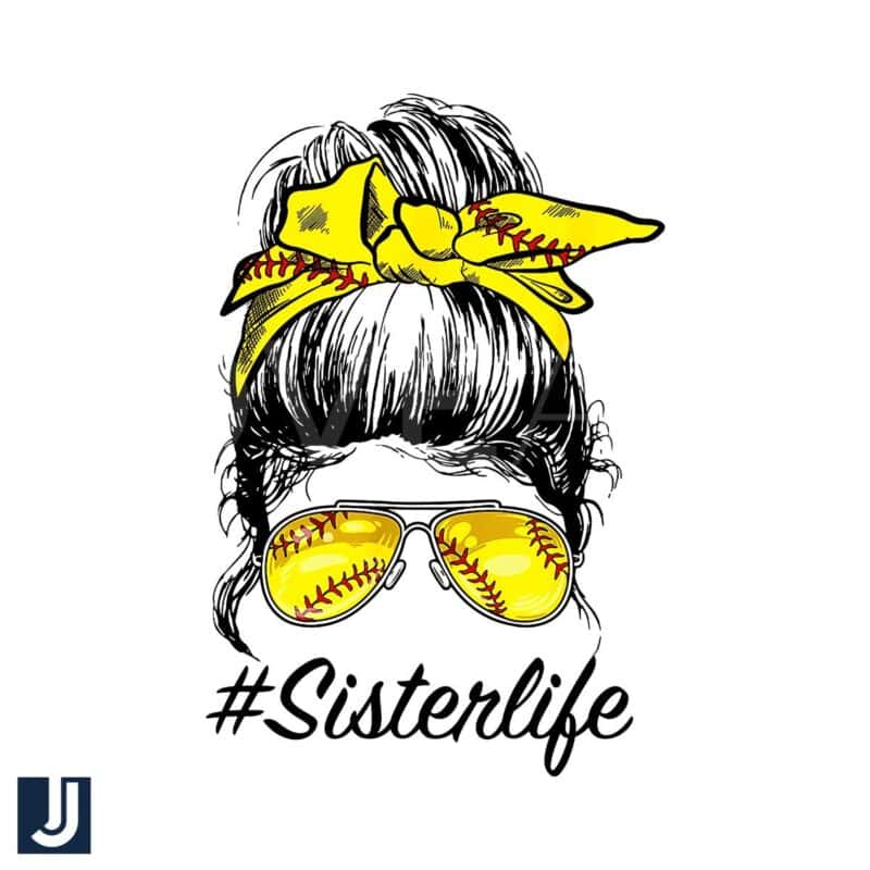 Softball Mom Life PNG Sporty Yellow Sister Design