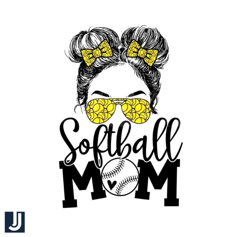 Softball Mom PNG Cool Messy Bun Baseball Design