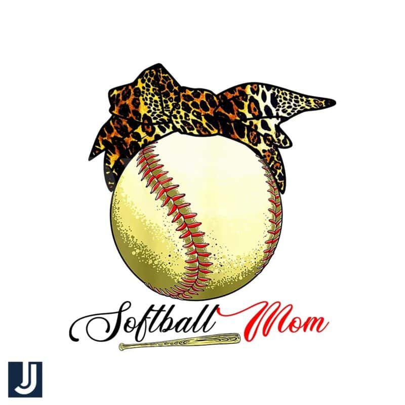 Softball Mom PNG Leopard Headband Baseball Bat Design