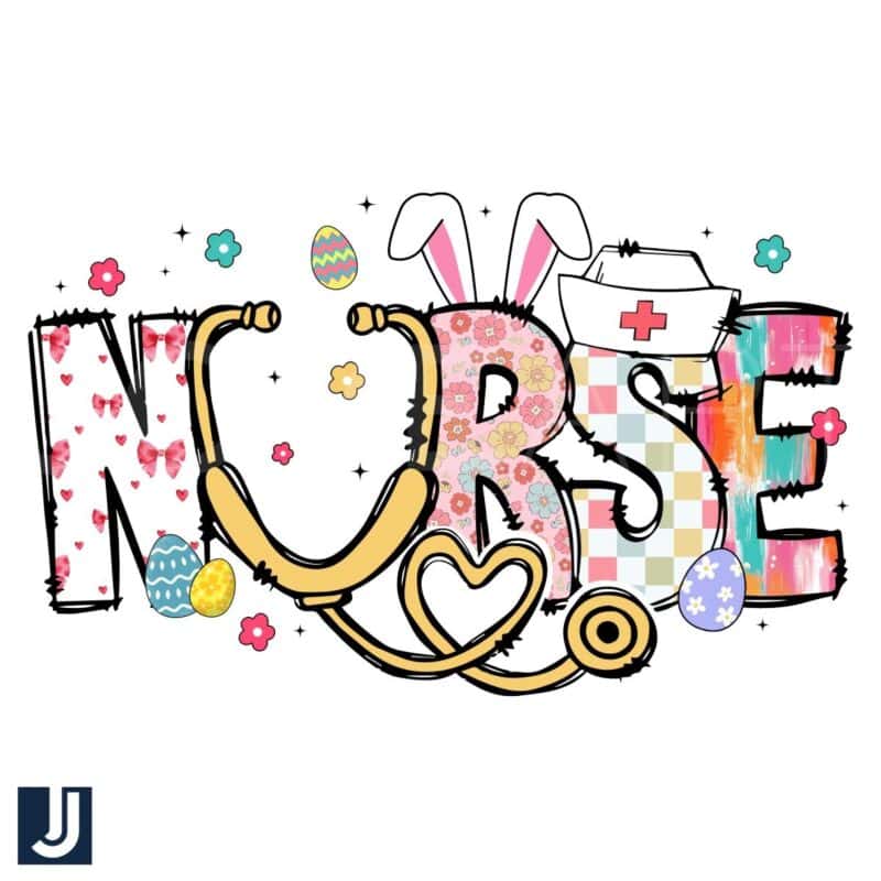 Spring Floral Easter Nurse PNG Design