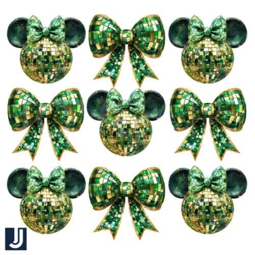 St Patricks Day Disco Ball Coquette Shamrock Irish PNG