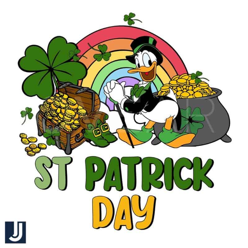 St Patricks Day Donald Duck with Gold Pot PNG