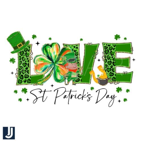 St Patricks Day Love Leopard Shamrock PNG Design