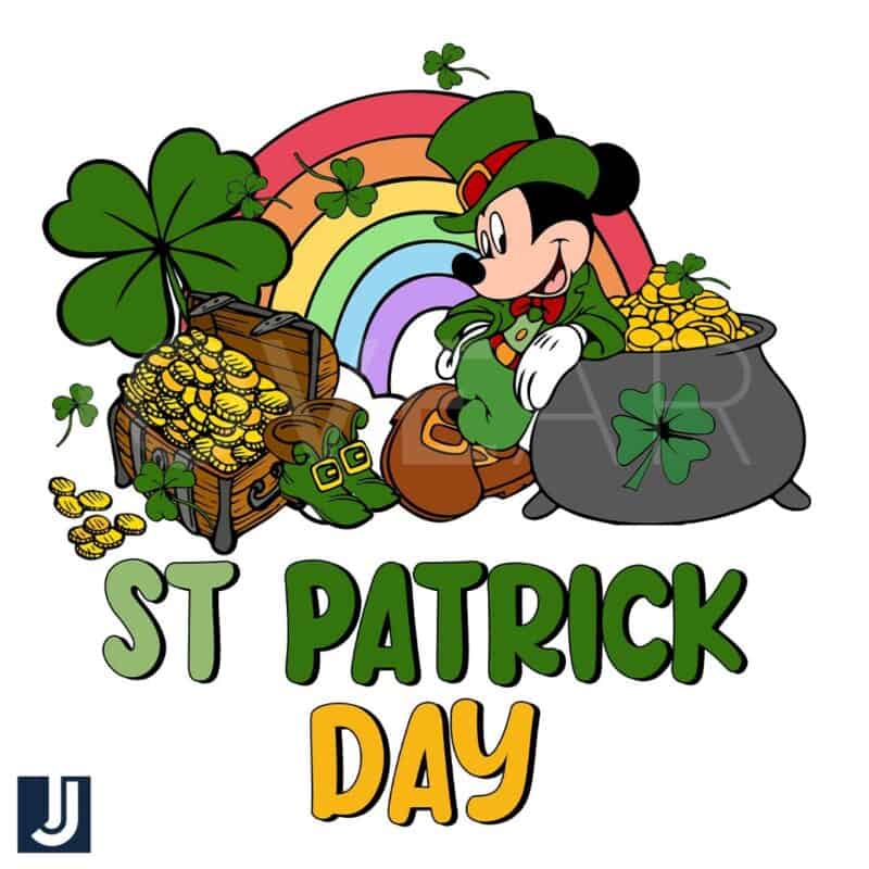 St Patricks Day Mickey Mouse Leprechaun Gold Pot PNG