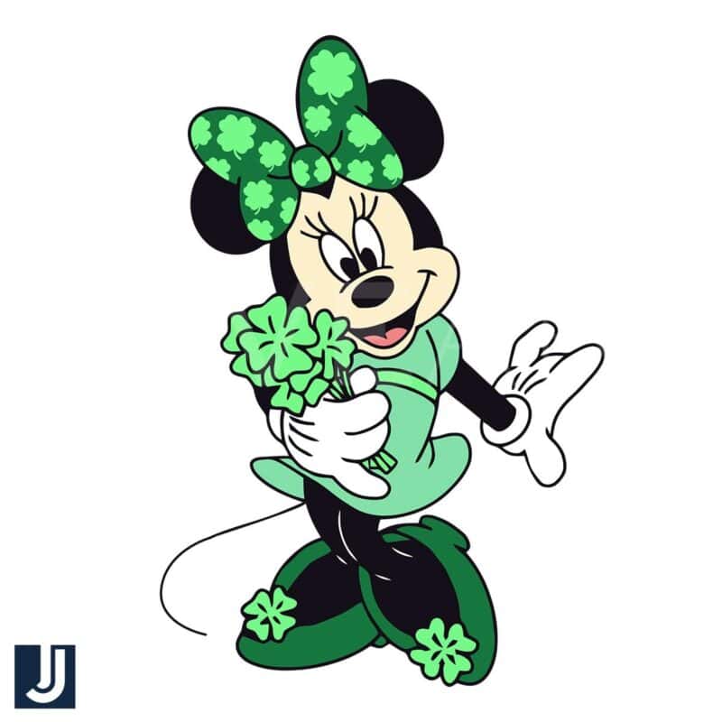 St Patricks Day Minnie Bow with FourLeaf Clover SVG