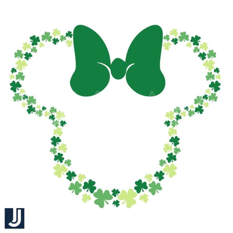 St Patricks Day Minnie Head SVG with Green Clover