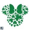 St Patricks Day Minnie Mouse Head SVG with Green Leaf
