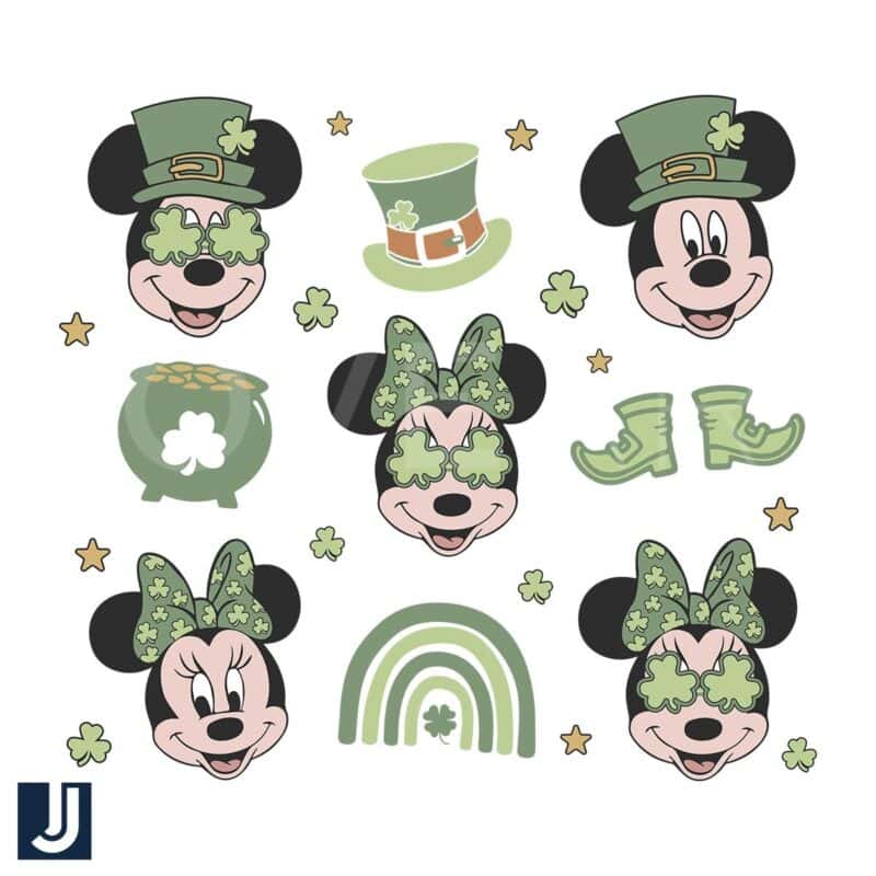 St Patricks Day Shamrock Mickey Minnie Mouse SVG