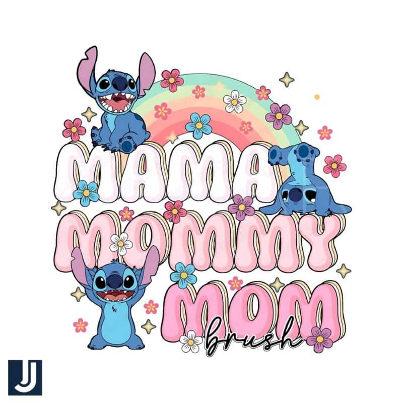 Stitch Mama Mommy Bruh Rainbow PNG Design