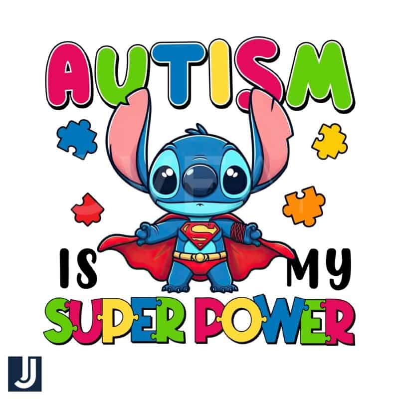 Stitch Superman Autism Is My Super Power PNG