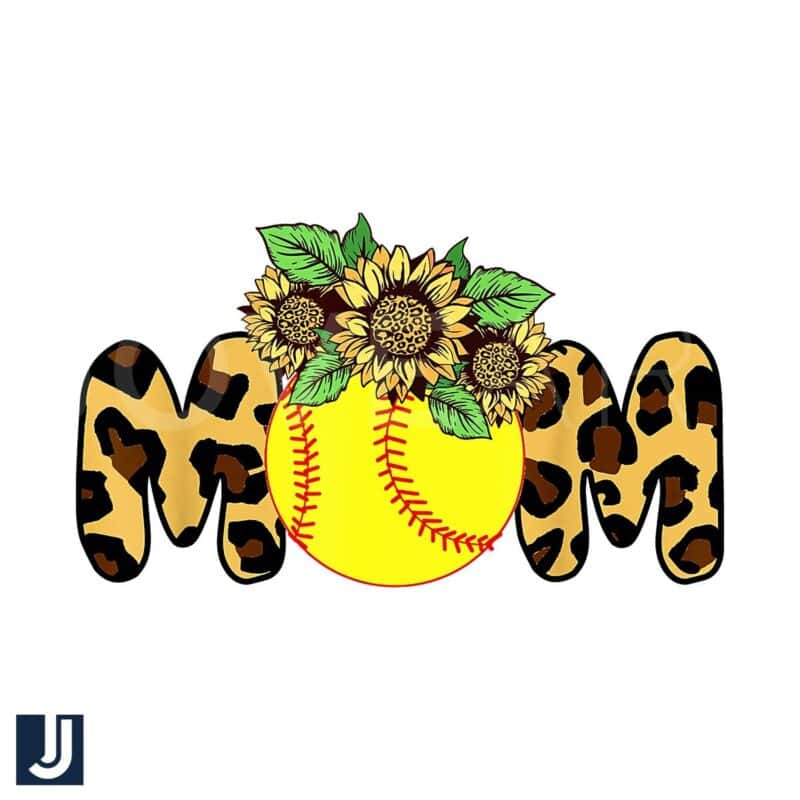 Sunflower Leopard Mom Baseball Sports PNG Design