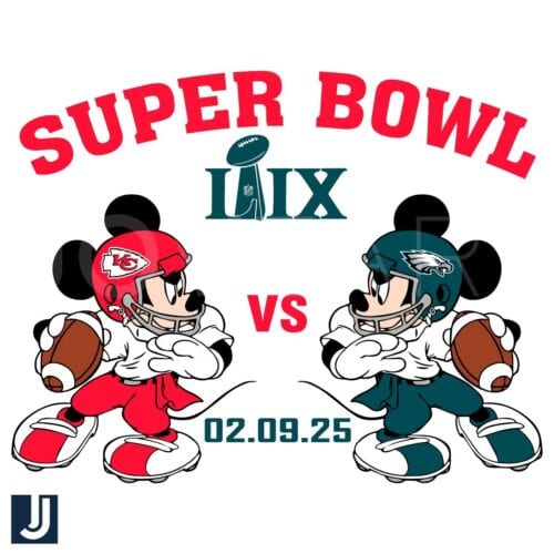 Super Bowl LIX SVG Mickey Mouse Eagles vs Chiefs Showdown