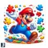 Super Mario Autism Awareness Cartoon Puzzle PNG