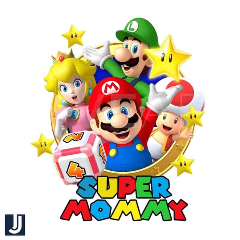 Super Mommy Mario Bros Stars PNG Design