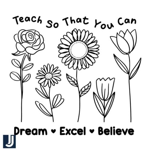 Teach Dream Excel Believe Flowers SVG Design