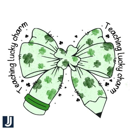 Teacher Lucky Charm Coquette Bow Pencil PNG Design