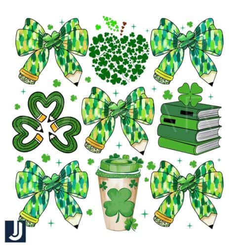 Teacher St Patricks Day Shamrock Pattern PNG