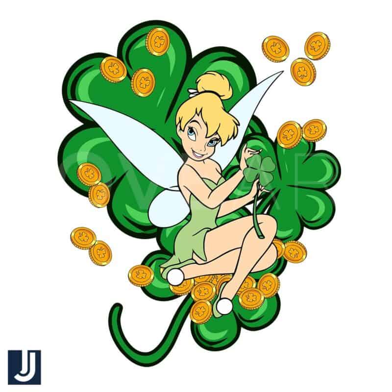 Tinkerbell Lucky Clover SVG for St Patricks Day