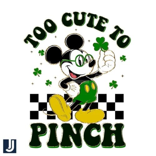 Too Cute to Pinch Mickey Mouse Checkered PNG Design