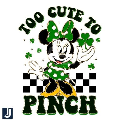 Too Cute to Pinch Minnie Mouse Plaid St Patricks Day PNG