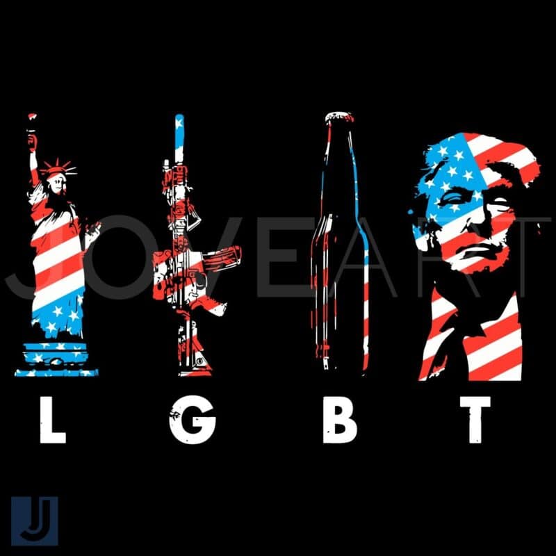 Vintage 4th of July LGBT Liberty Gun Beer Trump Flag SVG