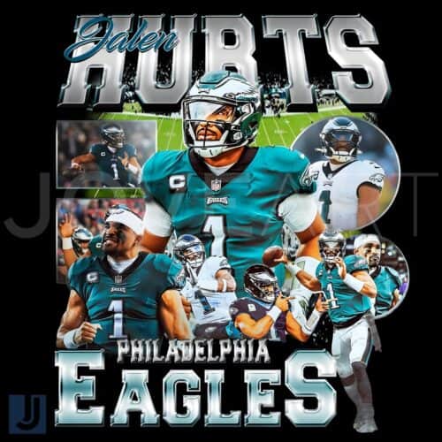 Vintage 90s Jalen Hurts Philadelphia Eagles Super Bowl Champions PNG