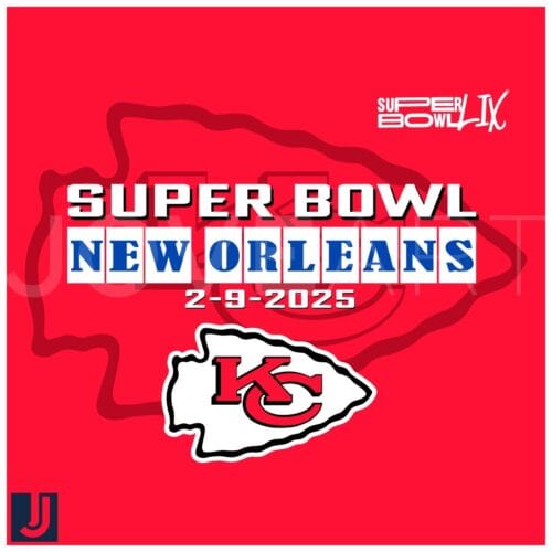 Vintage Chiefs Logo SVG Super Bowl New Orleans Feb 9 2025