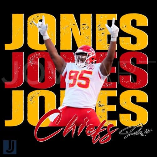 Vintage Chris Jones 95 Kansas City Chiefs PNG Football Art