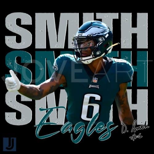 Vintage DeVonta Smith 6 Eagles Football PNG Design