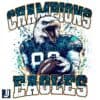 Vintage Glitter Eagles Football Mascot PNG for Champions