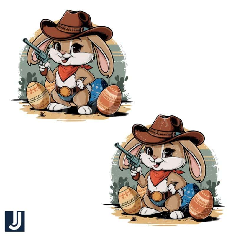 Vintage Howdy Easter Bunny PNG Western Spring Vibes