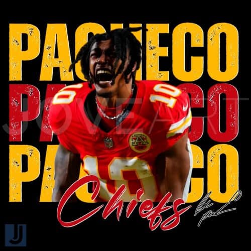 Vintage Isiah Pacheco 10 Kansas City Chiefs PNG Football Art