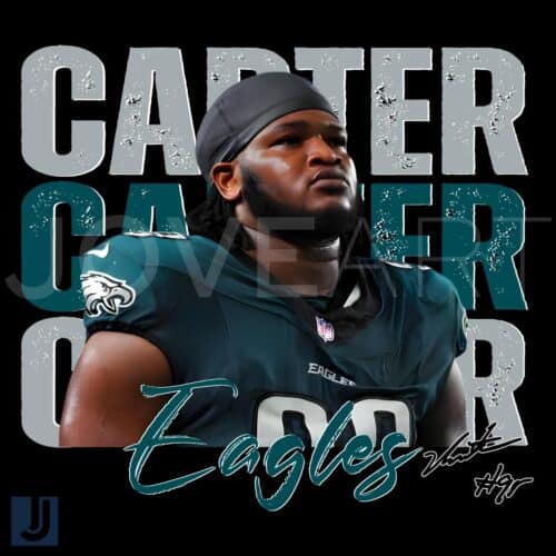 Vintage Jalen Carter 98 Philadelphia Eagles Football PNG