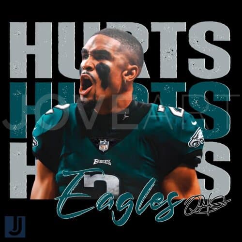 Vintage Jalen Hurts Philadelphia Eagles Football PNG Design