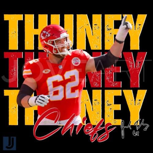 Vintage Joe Thuney 62 Kansas City Chiefs Football PNG Design