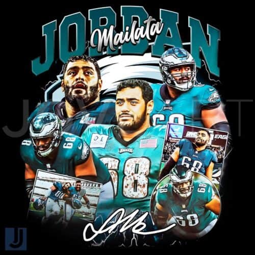 Vintage Jordan Mailata Philadelphia Eagles Football Player Signature PNG