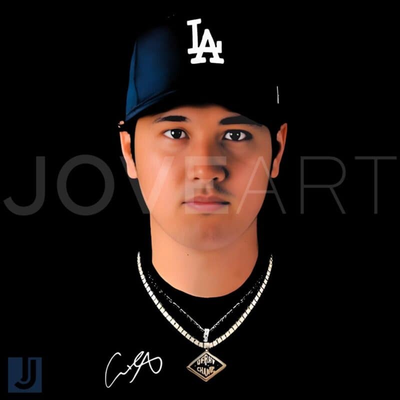 Vintage Shohei Ohtani Big Face Signature PNG Dodgers Style