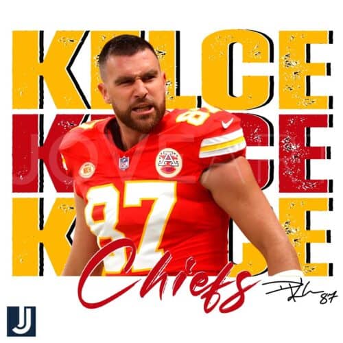 Vintage Travis Kelce 87 PNG Kansas City Chiefs Football Art