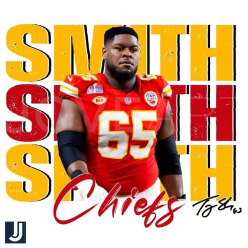 Vintage Trey Smith 65 Kansas City Chiefs Football PNG Design