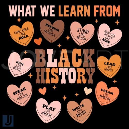 Vintage What We Learn From Black History Month Candy Hearts SVG