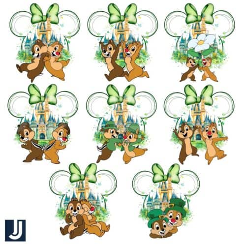 Watercolor Chip Dale Minnie Ear Castle PNG Bundle