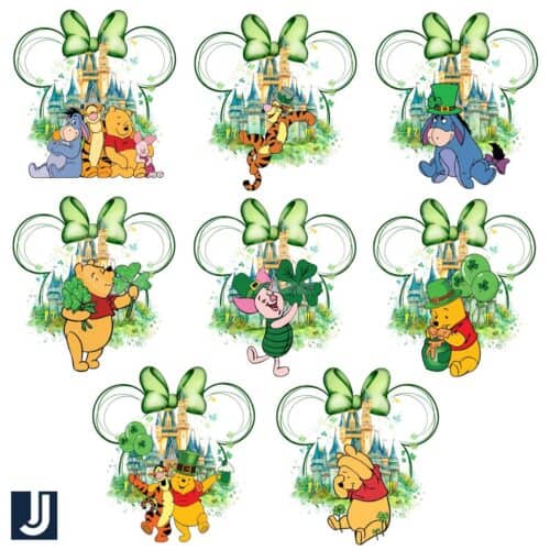 Watercolor Minnie Pooh St Patricks Bundle PNG